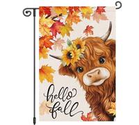 Petit Pavillon Vache des Highlands, érable, tournesol, bonjour l'automne