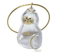 Petit pendentif en fourrure de chat transparent fait à la main - Porte-clés élégant - Capsule lumineuse
