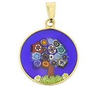 Petit pendentif Millefiori "Arbre de vie" dans un cadre plaqué or 18 mm