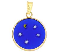 Petit pendentif Millefiori "Nuit étoilée" dans un cadre plaqué or 18 mm