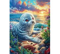 Petit Phoque sous l'eau dans Un récif corallien Puzzle 500 Pièces pour Adultes Décoratif Educa Jeu De Réflexion Famille Vision 3D Relaxation Assemblage Amusant 500 PCS
