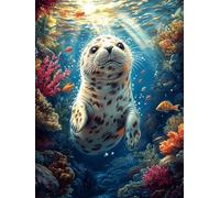Petit Phoque sous l'eau dans Un récif corallien Puzzles 300 Pièces pour Adultes Educa Difficile Activité Créative Décoration Salon Jeu De Réflexion Cadeau Unique 300 PCS
