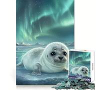 Petit Phoque sous Les aurores boréales Puzzle de 1000 pièces pour Adultes Jeu de réflexion et de détente Design Original Collection (50x75cm)