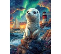 Petit Phoque sur Une Rive rocheuse Puzzle 500 Pièces pour Adultes Décoration Intérieure Educa Challenge Créatif Assemblage Amusant Cadeau Unique 500 PCS