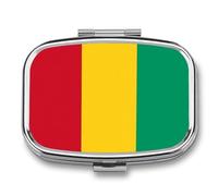Petit Pilulier 2 Compartiments Orné Du Drapeau De La République De Guinée Organisateur De Pilules De Poche Portable Pour Vitamines Médicaments Et Compléments Alimentaires Forme Carrée