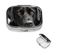 Petit pilulier 2 compartiments, pilulier noir en métal portable pour poche, sac à main, boîte à pilules de voyage avec miroir carré, support de médicaments et vitamines, cadeau unique