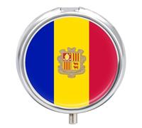 Petit Pilulier 3 Compartiments Avec Drapeau D'Andorre Organisateur De Pilules De Poche Portable Pour Les Voyages Idéal Pour Ranger Vitamines Médicaments Et Compléments Alimentaires Forme Ronde