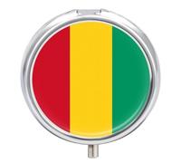 Petit Pilulier 3 Compartiments Avec Drapeau De La République De Guinée, Organisateur De Pilules De Poche Portable Pour Vitamines, Médicaments, Huile De Poisson Et Compléments Alimentaires Forme Ronde