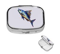 Petit pilulier à 2 compartiments, pilulier en métal portable pour poche, sac à main, boîte à pilules de voyage avec miroir carré, support de médicaments et vitamines, cadeau unique