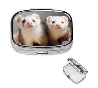 Petit pilulier à 2 compartiments, pilulier quotidien en métal portable pour poche, sac à main, boîte à pilules de voyage avec miroir carré, support de médicaments et vitamines, cadeau unique