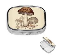 Petit pilulier à 2 compartiments, pilulier vintage en métal portable pour poche, sac à main, boîte à pilules de voyage avec miroir carré, support de médicaments et vitamines, cadeau unique