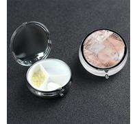 Petit pilulier à 3 compartiments, en marbre doré, organiseur de pilules portable en métal pour poche, sac à main, boîte à pilules de voyage avec miroir rond, support de médicaments et vitamines,
