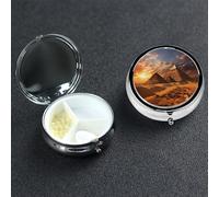 Petit pilulier à 3 compartiments - Joli organisateur de médicaments - Pyramides égyptiennes - Pilulier de voyage portable - Organisateur de vitamines pour contenir des huiles de poisson et des