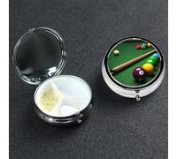 Petit pilulier à 3 compartiments, pilulier de billard quotidien portable en métal pour poche, sac à main, boîte à pilules de voyage avec miroir rond, support de médicaments et vitamines, cadeau unique