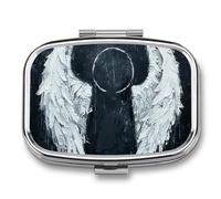 Petit pilulier avec 2 compartiments - Ailes d'ange blanches - Pilulier de voyage personnalisé pour sac à main, pilulier de voyage, pilulier quotidien portable pour vitamines, suppléments et