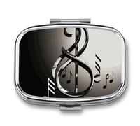 Petit pilulier avec 2 compartiments avec symbole musical - Pilulier de voyage personnalisé pour sac à main, pilulier de voyage, pilulier quotidien portable pour vitamines, compléments médicamenteux