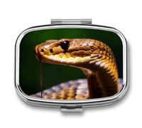 Petit pilulier avec 2 compartiments Cobra Snake - Pilulier de voyage personnalisé pour sac à main, pilulier de voyage, pilulier quotidien portable pour vitamines, suppléments et médicaments