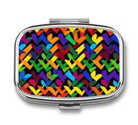 Petit pilulier avec 2 compartiments Gay Pride arc-en-ciel - Pilulier de voyage personnalisé pour sac à main, pilulier de voyage, pilulier quotidien pour vitamines, compléments médicamenteux