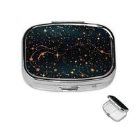 Petit pilulier avec 2 compartiments - Motif étoiles et constellations - Pour poche ou sac à main - Mini pilulier portable en métal - Pilulier de voyage pour contenir des suppléments et des vitamines