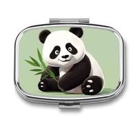Petit pilulier avec 2 compartiments - Motif panda mignon - Pilulier de voyage personnalisé pour sac à main, pilulier de voyage, pilulier quotidien pour vitamines, compléments médicamenteux