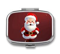 Petit pilulier avec 2 compartiments - Motif Père Noël mignon - Pilulier de voyage personnalisé pour sac à main, pilulier de voyage, pilulier quotidien portable pour vitamines, suppléments et