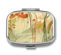 Petit pilulier avec 2 compartiments Orange Line Art - Pilulier de voyage personnalisé pour sac à main, pilulier de voyage, pilulier quotidien portable pour vitamines, suppléments et médicaments