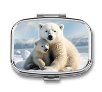 Petit pilulier avec 2 compartiments - Ours polaire mignon - Pilulier de voyage personnalisé pour sac à main, pilulier de voyage, pilulier quotidien portable pour vitamines, compléments et médicaments