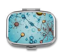 Petit pilulier avec 2 compartiments pour abstraction, biologie, chimie, médecine, sac à main, pilulier de voyage, pilulier quotidien portable pour vitamines suppléments médicaux