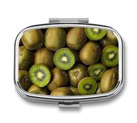 Petit pilulier avec 2 compartiments pour kiwis - Pilulier de voyage personnalisé pour sac à main, pilulier de voyage, pilulier quotidien portable pour vitamines, suppléments et médicaments