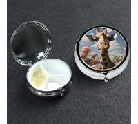 Petit pilulier avec 3 compartiments en forme de girafe pour poche ou sac à main, mini pilulier portable en métal pour contenir des suppléments et des vitamines