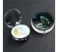 Petit pilulier avec 3 compartiments en forme de grenouille pour poche ou sac à main, mini pilulier portable en métal pour contenir des suppléments et des vitamines
