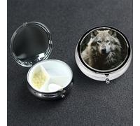Petit pilulier avec 3 compartiments en forme de loup solitaire pour poche ou sac à main, mini pilulier en métal portable pour les médicaments de voyage pour contenir des suppléments et des vitamines