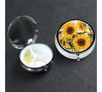 Petit pilulier avec 3 compartiments en forme de tournesol pour poche ou sac à main - Mini pilulier en métal portable pour contenir des suppléments et des vitamines