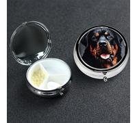 Petit pilulier avec 3 compartiments - Motif chien Rottweiler - Pour poche ou sac à main - Mini pilules en métal - Portable - Pour contenir des suppléments et des vitamines