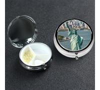 Petit pilulier avec 3 compartiments Statue de la Liberté dans un étui à pilules NYC pour poche ou sac à main Mini pilules en métal portable pour contenir des suppléments et des vitamines