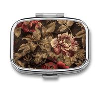 Petit pilulier bordeaux et marron pour sac à main, poche à 3 compartiments, pilulier de voyage portable en métal pour contenir des vitamines, des suppléments d'huile de poisson