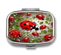 Petit pilulier coccinelle avec deux compartiments en métal pour médicaments portable