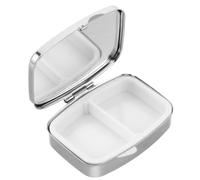 Petit Pilulier de Poche avec Miroir, 2 Compartiments, Métal Noir | Étui Vintage Orné de Cristaux Brillants, Format Compact pour Paquet et Voyage, Range Remède et Vitamines
