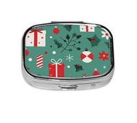 Petit pilulier de voyage en métal avec imprimé Merry Christmas pour sac à main et poche