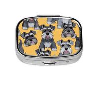 Petit pilulier de voyage en métal avec imprimé schnauzer pour sac à main et poche