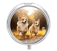 Petit pilulier de voyage étanche à 3 compartiments en forme de chien Corgi - Pour poche ou sac à main