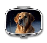 Petit pilulier de voyage portable avec 2 compartiments Golden Retriever - Boîte à pilules de poche pour huile de poisson - Organisateur de médicaments mignon - Organisateurs de vitamines