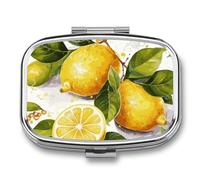 Petit pilulier de voyage portable avec 2 compartiments pour fruits, citron, huile de poisson, organisateur de vitamines