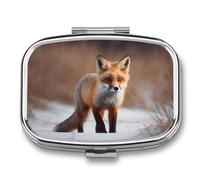 Petit pilulier de voyage portable avec 2 compartiments - Renard mignon - Pour huile de poisson - Organisateur de médicaments et de vitamines