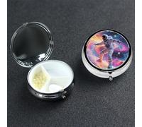 Petit pilulier en métal à 3 compartiments pour sac à main ou poche de voyage, pilulier portable, astronaute, surf dans la galaxie, organisateur de médicaments pour vitamines, huile de poisson