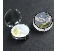 Petit pilulier en métal à 3 compartiments pour sac à main ou poche de voyage - Pilulier portable - Éléphants qui marchent - Organisateur de médicaments pour vitamines, huile de poisson