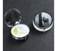 Petit pilulier en métal à 3 compartiments pour sac à main ou poche de voyage, pilulier portable en forêt, nature sauvage, organisateur de médicaments pour vitamines, huile de poisson