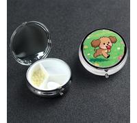 Petit pilulier en métal à 3 compartiments pour sac à main ou poche de voyage - Pilulier portable - Motif chien de dessin animé - Organiseur de médicaments pour vitamines, huile de poisson