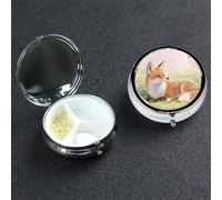 Petit pilulier en métal à 3 compartiments pour sac à main ou poche - Pilulier portable - Renard mignon - Organiseur de médicaments pour vitamines et huile de poisson