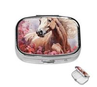 Petit pilulier en métal avec 2 compartiments pour ranger des suppléments et des vitamines en forme de cheval pour poche ou sac à main